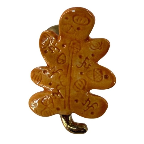 Nora Fleming Oak Leaf Acorn Fall Autumn Decor Rustic Bronze Accent - Picture 1 of 4